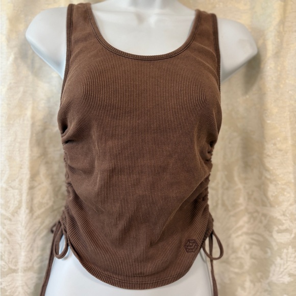 Zine Clothing Tops - Zine Clothing Chocolate Ribbed Side-Tie Tank